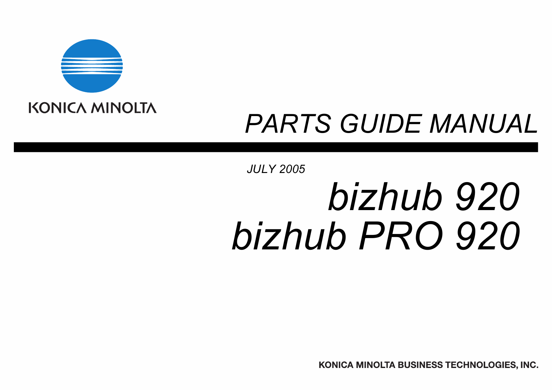 Konica-Minolta bizhub-PRO 920 Parts Manual-1